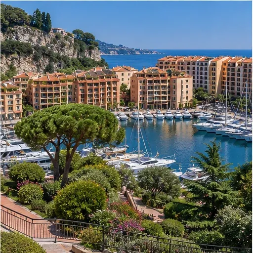 Fontvieille gardens and marina in Monaco